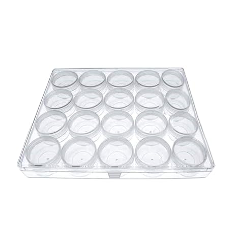 20 Aufbewahrungsdosen/Kleinteildosen für Uhrenteile in Klarsichtbox - für die Uhrmacherwerkstatt