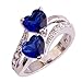 Emsione 925 Sterling Silver Plated Created Heart Tanzanite Womens Ring