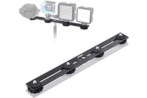 UTEBIT 11 inch Flash Bracket, Long Dual Camera Mount Flash Bracket Extension Bar with 1/4“ Hot Shoe, Straight Flash Brackets 1/4- 3/8 Thread Hole Tripod Mount for Camera/LED Light/Microphone
