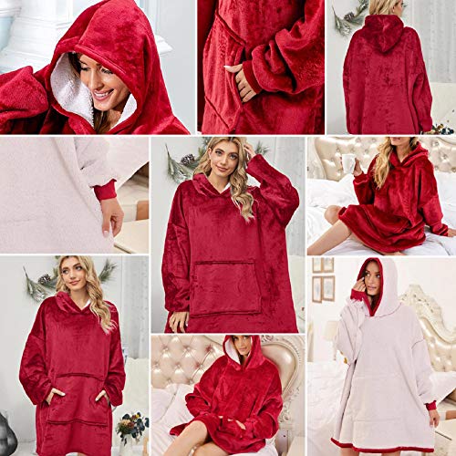 Tuopuda Hoodie Deken Sweatshirt met zak Vrouwen Oversized Sherpa Hoodie Unisex Super Zachte Warme Deken Hoodie Fleece… - Image 5