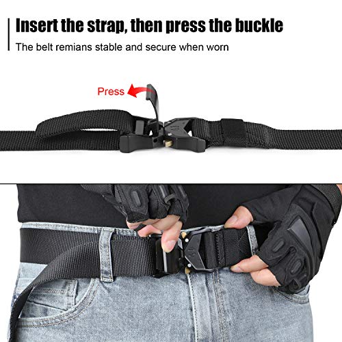 Tactical Belt Military Style Nylon Riggers Belts for Men Quick-Release Heavy Duty Metal Buckle by WHIPPY Black Small
