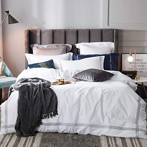 JHLD Duvet Cover Set 4 Piece set Bedding Sets, Light 100% Cotton embroidery Ultra Silky Zipper Closure-6-220 * 240CM
