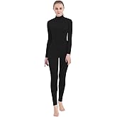 SUPRNOWA Full Body Unitard Turtleneck Spandex Footed/Footless Long Sleeve Unisex