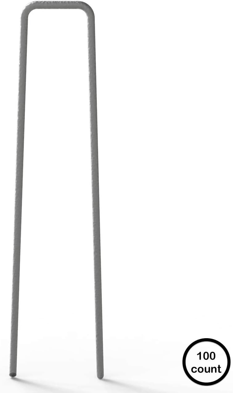100 6-Inch Galvanized Garden Landscape Sod Staples - Anti-Rust 11-Gauge Pins - Stakes for Weed Barrier Fabric, Ground Cover and Landscaping - Made in USA : Garden & Outdoor