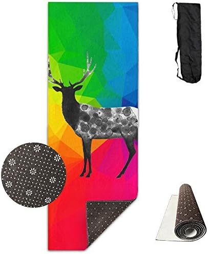 FHIEOMAT Unisex 3D Christmas Elk Print Yoga And Pilates Mat Exercise Mat With Carrying Bag
