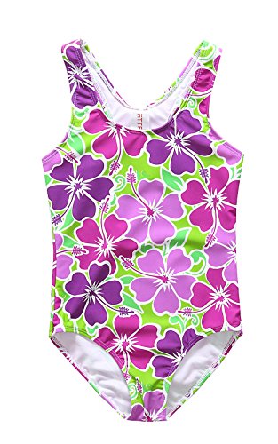 ALove Girl's Bauhinia One Piece Swimsuit Cross Back Swimwear