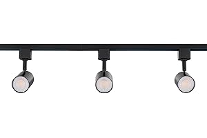 East Grove Home Amped Collection 3-Light 48in Field Cuttable LED Track Lighting Kit with 3 LED 3000K Warm White Track Heads, 4ft Track, End Caps, Floating Feed in Black Finish
