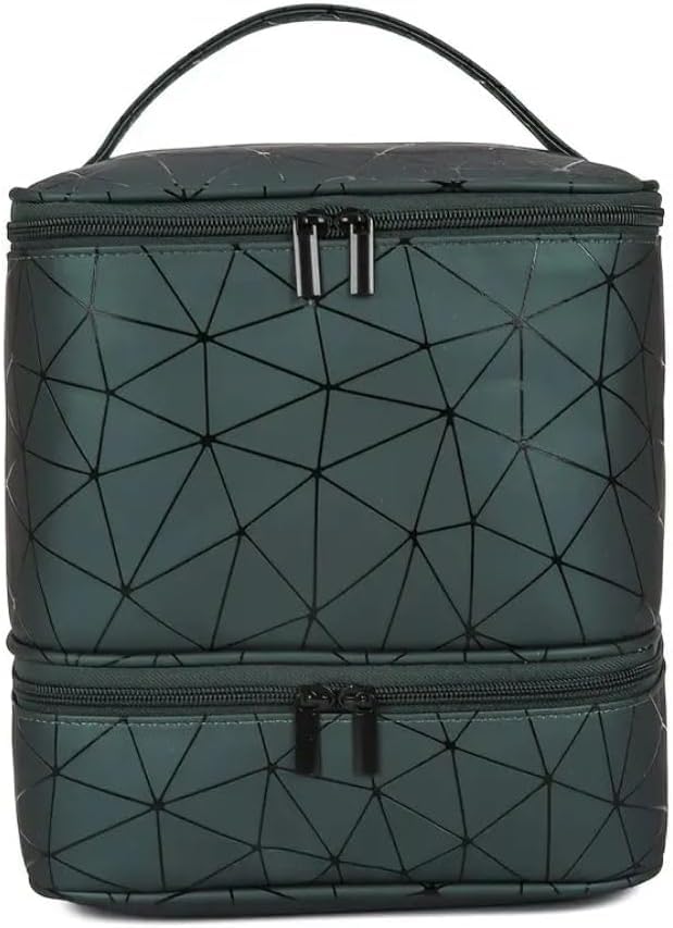 ZiaWorld Double-Layer Nail Polish Organizer, Portable 30 Nail (15ml) Polish Bottles Organizer Case, Zipper Nail Polish Carrying Case with Manicure Tools Storage, Cosmetic Travel Bag (Green, One Size) — image 1