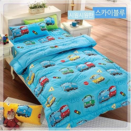 [Yobebe]Tayo Bus Cotton Thin Wadding Bedding Cover Comforter bedclothes quilt Tayo Bus TV animation Cartoon character Thin padding (Blue)