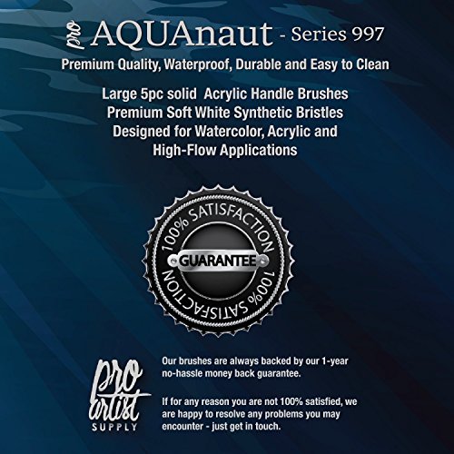 AQUAnaut - Series 997 Deluxe 5-Piece Paint Brush Set Best for Watercolors, Acrylic and Oils, Short Bevel Handles