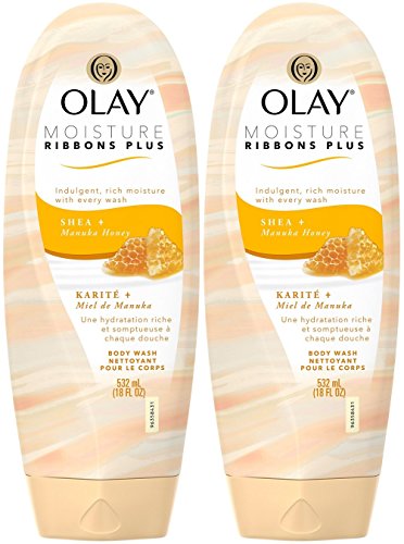 2 Bottles of Moisture Ribbons Plus Body Wash, Shea & Manuka Honey, 18 Oz