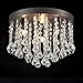 CLAXY Ecopower Vintage Flush Mount Crystal Chandelier Oil Rubbed Bronze Ceiling Fixture 3 Lights