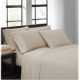 KIRKLAND Signature 680 Thread Count King Sheet Set, 6-Piece, Pima Cotton, Oatmeal, Crease Control Technology.