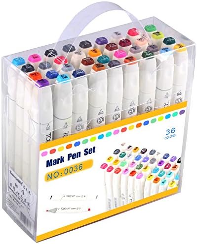 JX-Hornet Graphic Double Head Dual Twin White Penholder Art Marker，Broad and Fine Tip Art Sketch Drawing Pen,Alcohol Based Ink Paint Marker,Set of 36 Colors