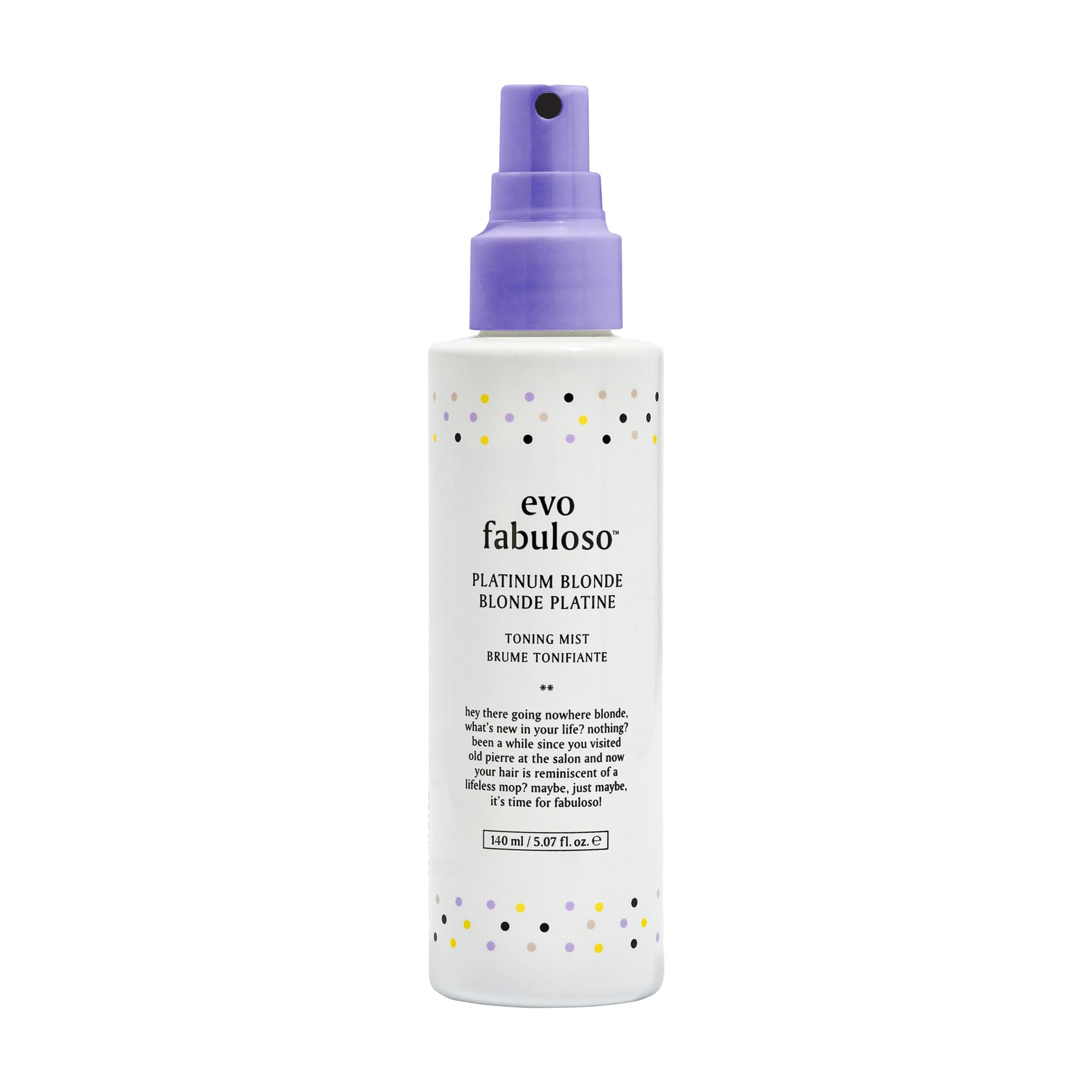 Evo Fabuloso Platinum Toning Mist for Blonde or Coloured Hair - Leave-In Heat Protectant & Hair Detangler - 140 mL