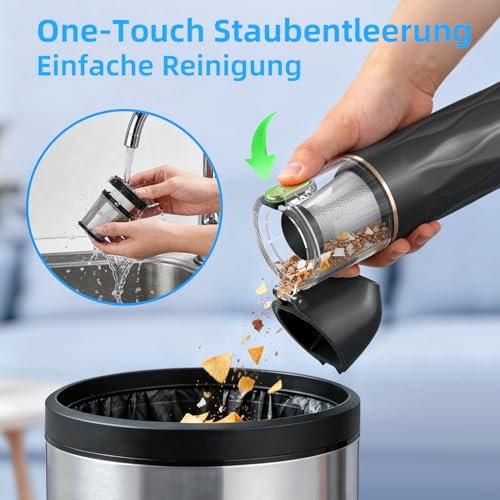 Ombrex 20000pa Handstaubsauger Akku, 3 IN 1 Auto Staubsauger Stark mit 4 Saugmodi, Portable Vacuum Cleaner für Auto, Haustiere,Sofa,Büro, Mini Staubsauger 7500mAh(Schwarz)