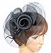 Feather Fabric Flower Fascinator Hair Clip Hat (BLACK)