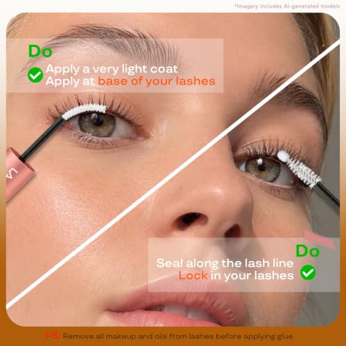 LA MAESII Lash Glue Bond and Seal Clear, Lash Cluster Glue, 2 in 1 Bond & Seal Waterproof, Eyelash Glue Strong Hold Lash Adhesive, Latex Free, 10ml (Clear)