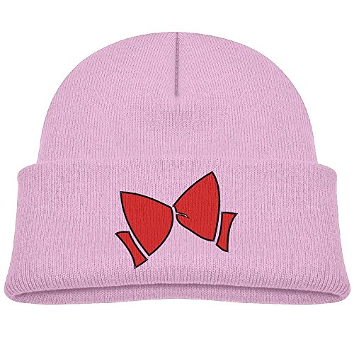 Kocvbng I Beanie Cap Red Ribbon Bow Fleece Knit Hats Girl's Children's