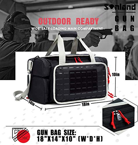 SUNLAND Range Bag Handgun Pistol Shooting Range Duffle Bag Padded Large Gun Bag Ammo Accessories and Hunting (Blk/Grey) - Thumbnail 4