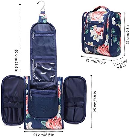 Hanging Travel Toiletry Bag Kit Cosmetic Makeup Organizer for Women and Men (Blue Peony) 6 Hanging Travel Toiletry Bag Kit Cosmetic Makeup Organizer for Women and Men (Blue Peony)