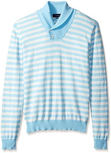 Thirty Five Kent Men's Brushed Cotton Stripe Shawl Collar, Sea Combo, M