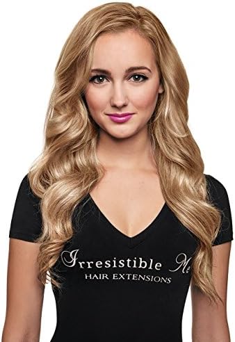 IRRESISTIBLE ME 1 piece Clip in Hair Extensions Golden Blonde (Color #14) - 100% Human Remy (Remi) Hair clip ins – Straight 1 Weft Set Clips - Signature Quad Weft - 20 Inches 80 grams (quad-14-20-80)