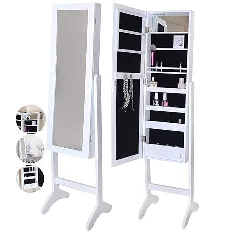 Icecreamliving Free Standing Mirror Jewellery Cabinet With Led