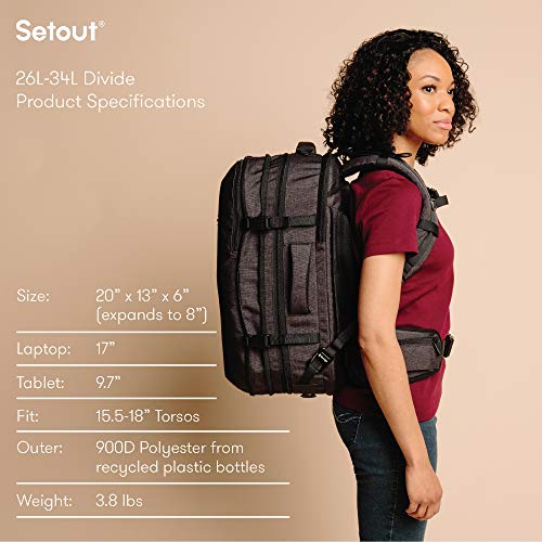 Tortuga Women's Setout Divide 26L Expandable Carry On Travel Backpack