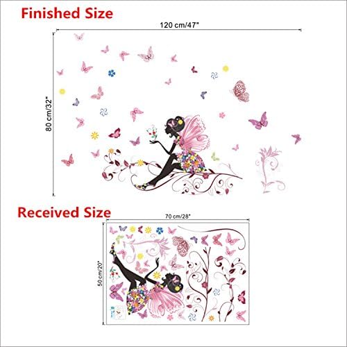 Fairy Girl Wall Sticker For Kids Rooms Flower butterfly LOVE heart Wall Decal Bedroom Sofa Decoration Wall Art 059
