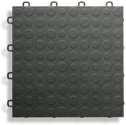 BlockTile B0US4230 Garage Flooring Interlocking Tiles Coin Top Pack, Black, by BlockTile