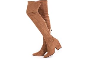 N.N.G Women Over the Knee Boots Thigh High Suede Block Winter Low Above Flat Long OTK Comfort Pointed toe
