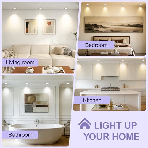 Aulaiyi LED Recessed Spotlight 230 V Dimmable 68 mm 5.5 W IP44 LED Spotlights Ultra Flat Ceiling Spotlights 45° Swivelling Recessed Lights 3000 K / 4000 K / 6000 K Spotlights Ceiling Light for