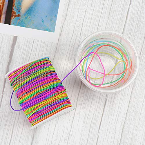 Dreamtop 1mm 100 Meters Rainbow Elastic String Cord, Pony Bead String
