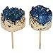 SUNYIK Lake Blue Titanium Coated Crystal Quartz Geode Druzy Stud Earrings