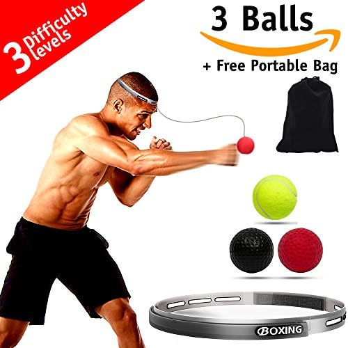 Ergoron Boxing Reflex Ball Equipment (3 Balls) with Silicone Headband and Portable Bag Improving Hand Eye Coordination and Speed Reactions, MMA and Other Combat Sports Training and Fitness
