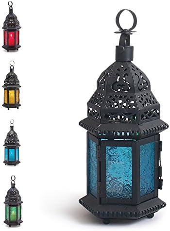 Zlimio Glass Metal Hexagon Moroccan Delight Garden Candle Holder Table/hanging Lantern /Candle Lantern Holders