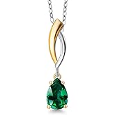 Gem Stone King 925 Silver and 10K Yellow Gold Rainforest Topaz Pendant Necklace for Women | 1.00 Cttw | Gemstone November Birthstone | Pear Shape 8X5MM | With 18 Inch Silver Chain