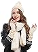 Bienvenu Women Lady Winter Warm Knitted Snowflake Hat Gloves and Scarf Winter Set