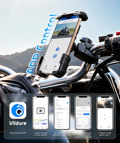 Rimoody Motorcycle Dashcam 1080P Miniaturized Front Rear Collision Detection Cycle Recording Parking Mode WiFi Motorcycle