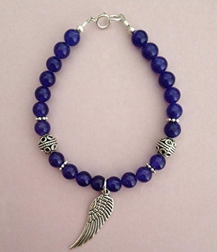 Gemstone Beaded Angel Wing Charm Bracelet