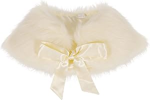 Flower Girls Wrap Shawl Princess Faux Fur Shoulder Cape Tippet Stole Wedding Dress Up, Champagne, One size available