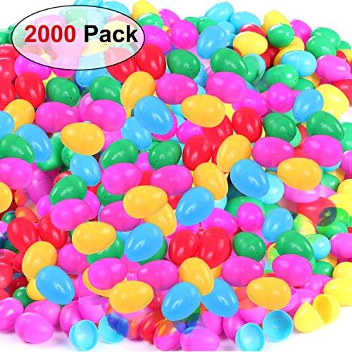 NEWBEA Plastic Jumbo Easter Eggs Assortment Unfilled for Kids (2000 Count)-Bright Colors, Easy Snap Shut, and Never Lose Pieces for Party Decoration Supplies