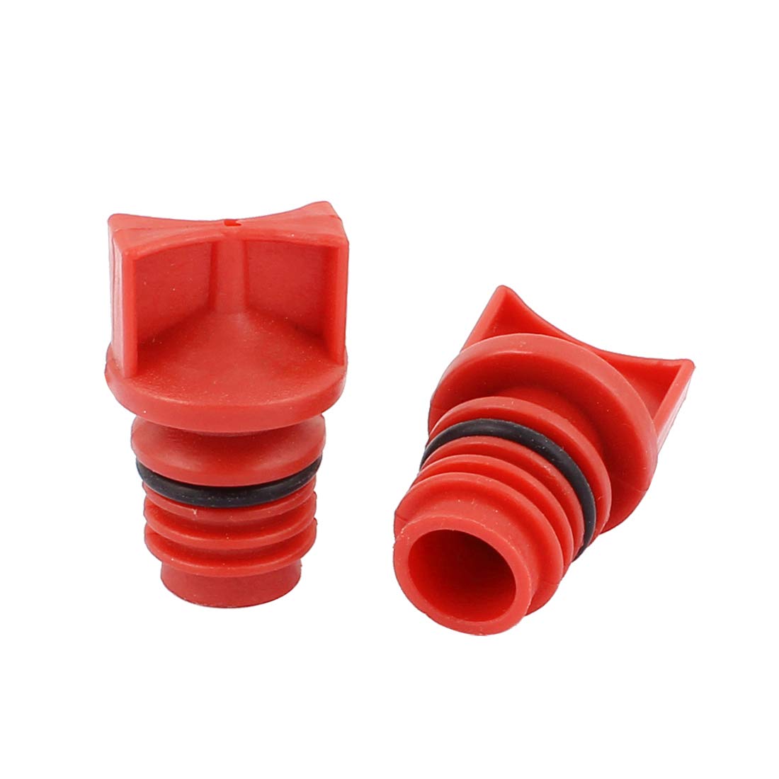 Sourcingmap Plastic Shell 18mm Male Thread Dia Air Compressor Oil Plugs 2PCS Red