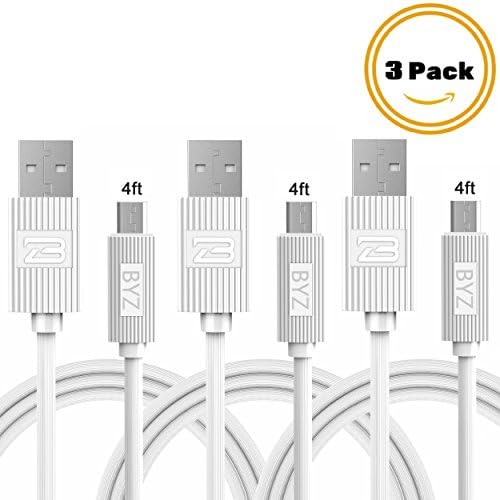 TOBETB 3 Pack 4ft Premium Micro USB Cable for Android Devices White