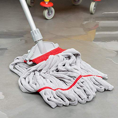 Hero Mop Head Replacement, Commercial Mop, Microfiber Mop Head with Nylon Scrubbing Pad - Red