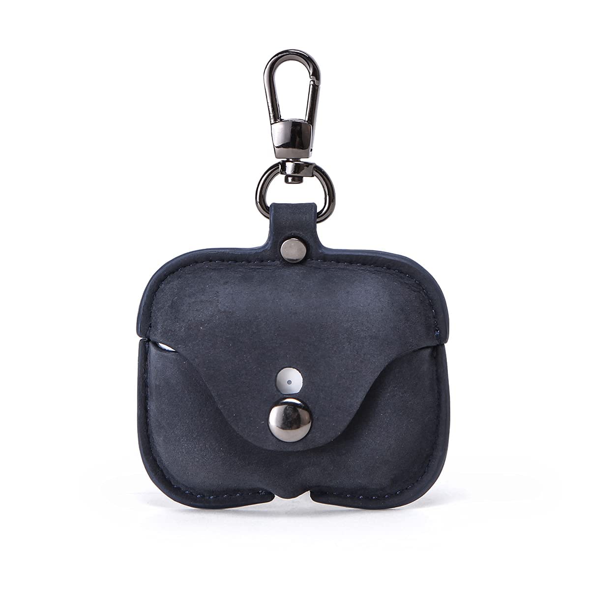 Hiram Genuine Crazy Horse Leather Earphone Case Compatible with AirPods Pro, Durable and soft leather headphone earbuds travel case with Key Chain