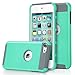 ULAK iPod Touch 5/6th Generation Case, Dual Layer Slim Protective Hybrid iPod Touch Case Hard PC Cover for Apple iPod Touch 5 6th Generation (Aqua Mint/Grey)