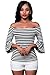 O&W Women Black White Stripes Off-the-shoulder Top,Black White,Medium