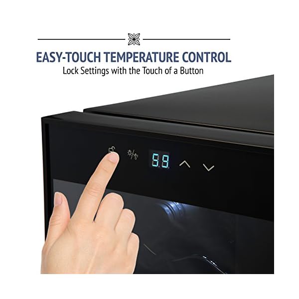 Ivation-12-Bottle-Thermoelectric-Wine-CoolerChiller-Door-Lock-Counter-Top-Red-White-Wine-Cellar-wDigital-Temperature-Display-Freestanding-Refrigerator-Smoked-Glass-Door-Quiet-Operation-Fridge